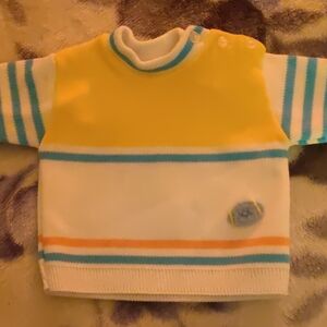 Vintage Knitted Colorful Striped Baby Sweater Size 9 Months